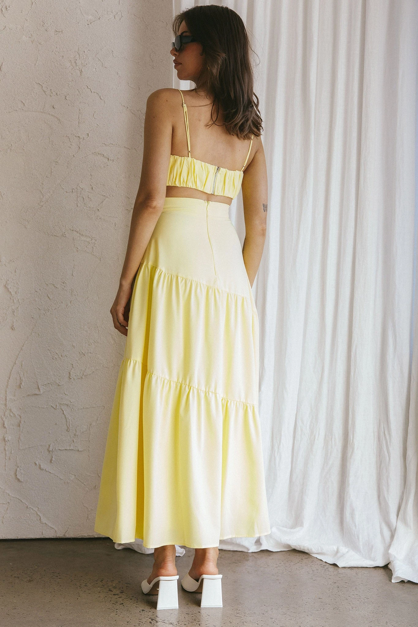 Bondi Waist Tie Maxi Skirt Lemon - Image 2