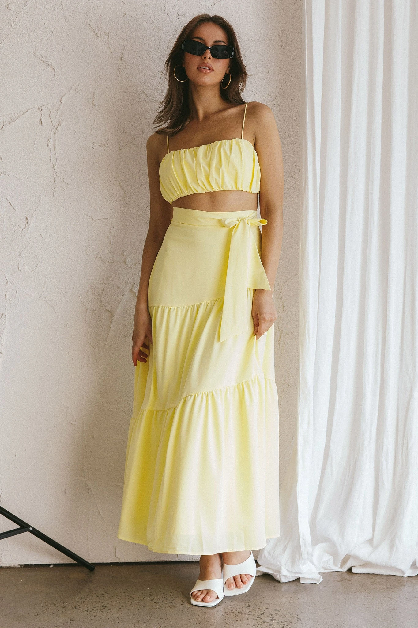 Bondi Waist Tie Maxi Skirt Lemon - Image 5