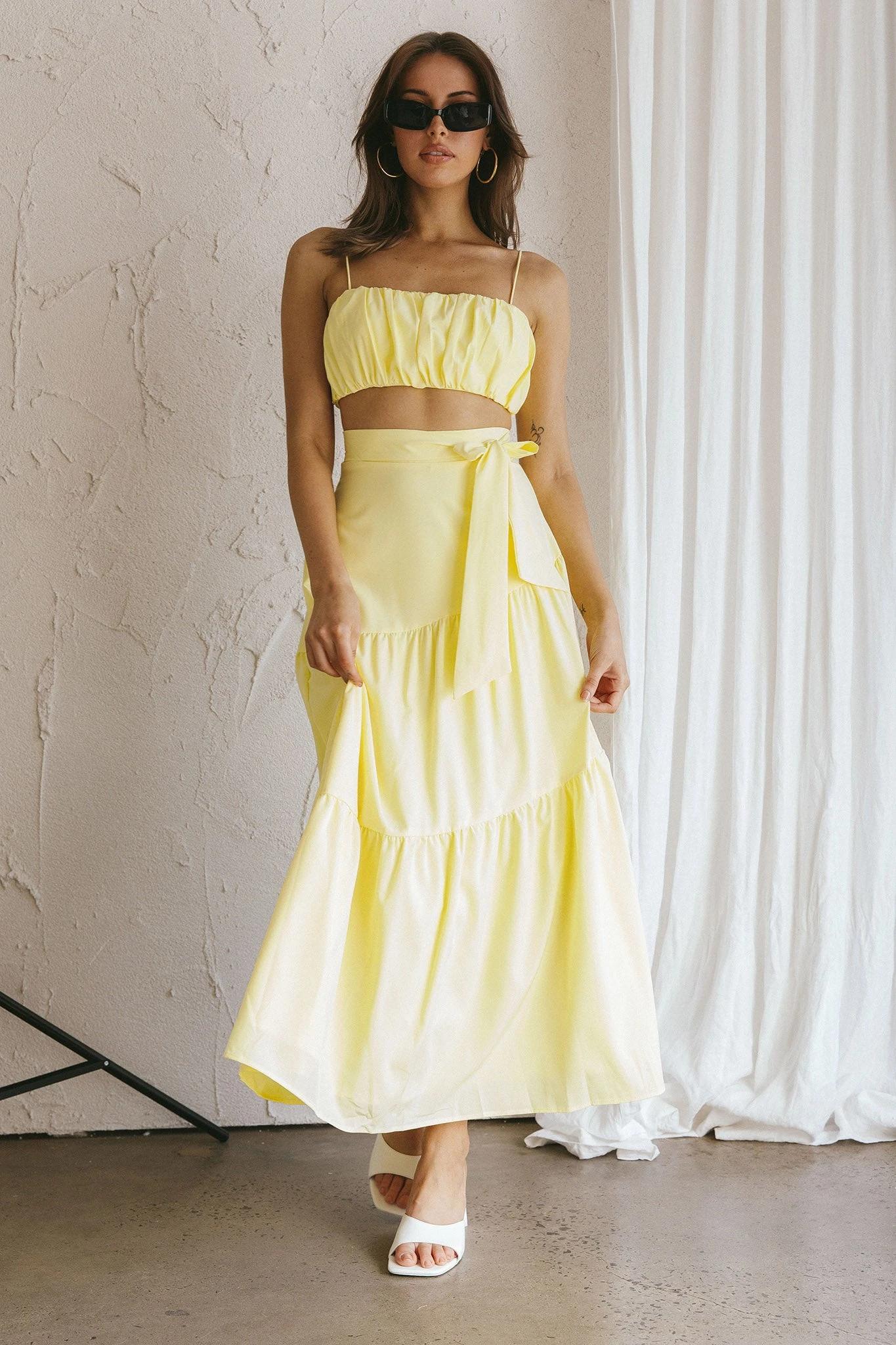 Bondi Waist Tie Maxi Skirt Lemon - Image 7