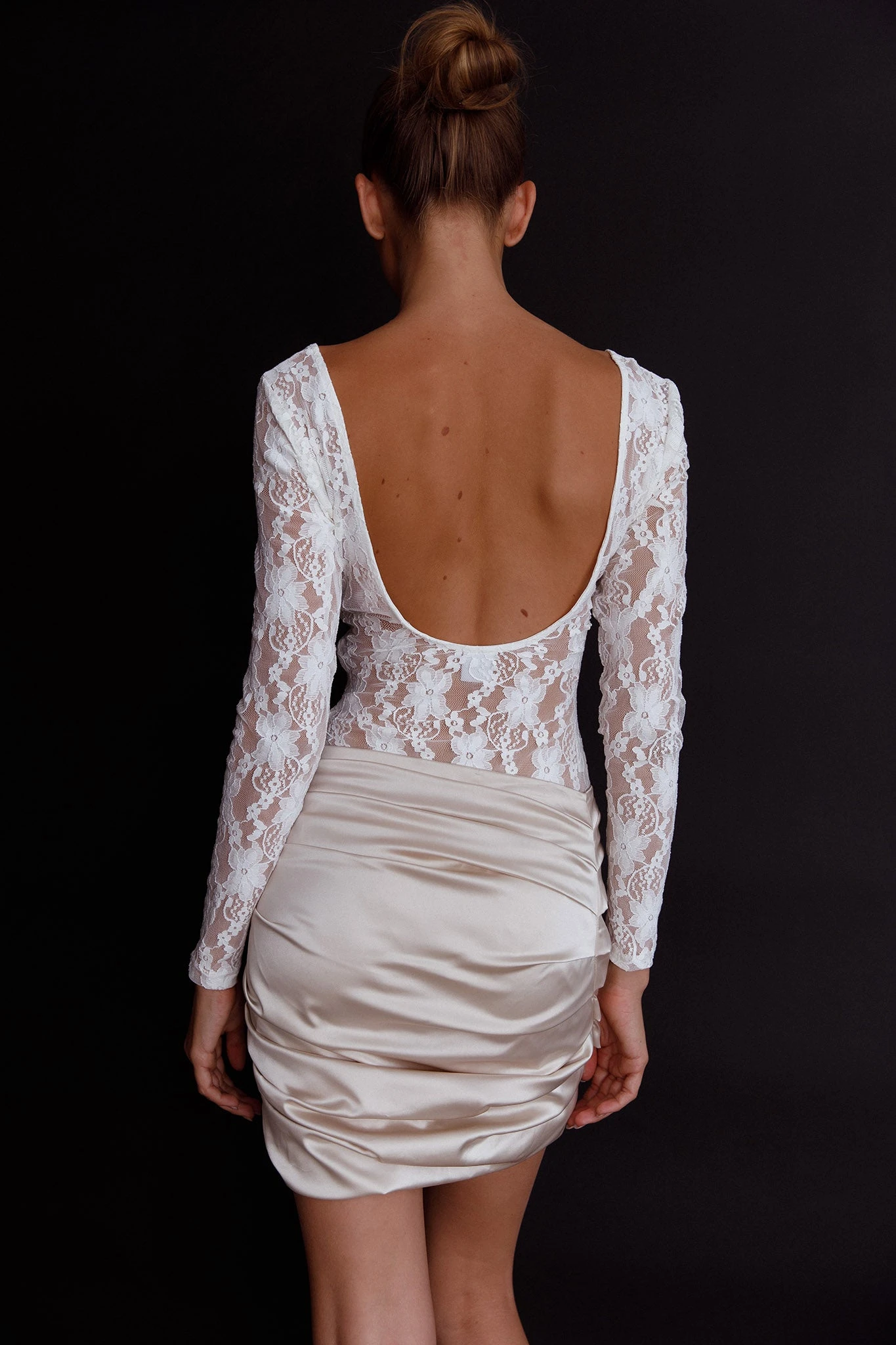 Asteria Long Sleeve Lace Bodysuit White - Image 2