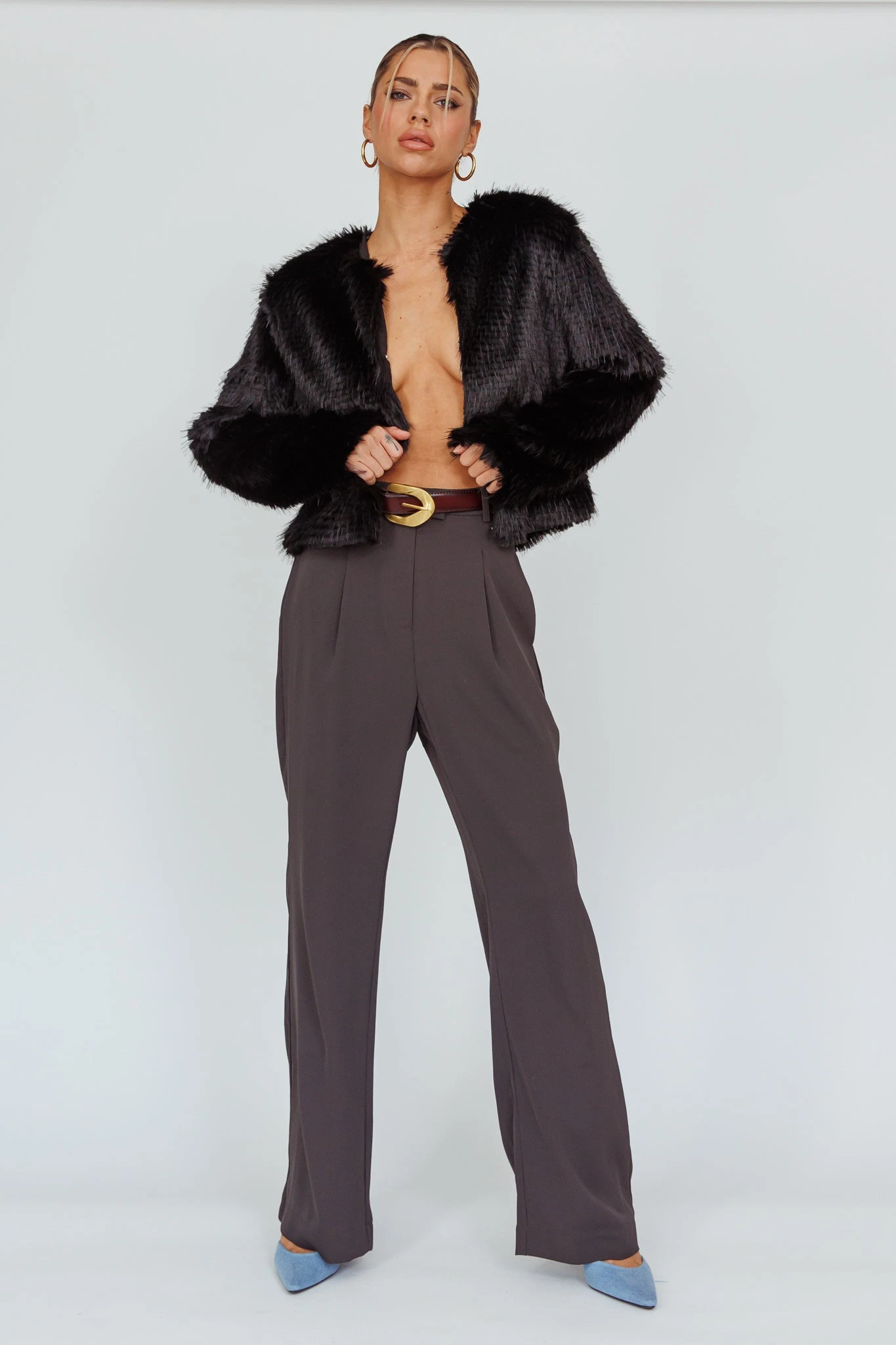 London Day Faux Fur Jacket Black - Image 3