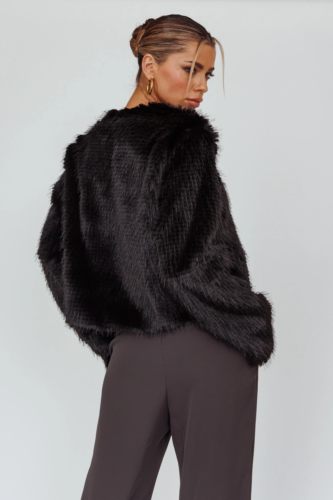 London Day Faux Fur Jacket Black - Image 2