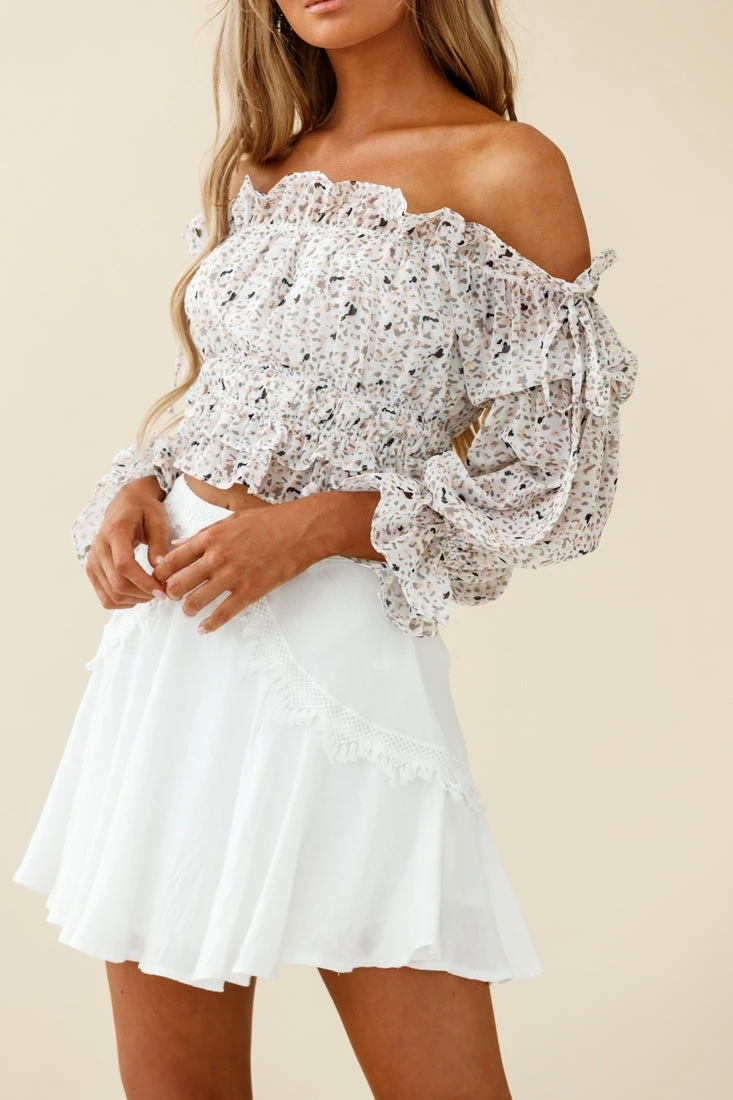 Wildflower Tassel Trim A-line Skirt White - Image 3