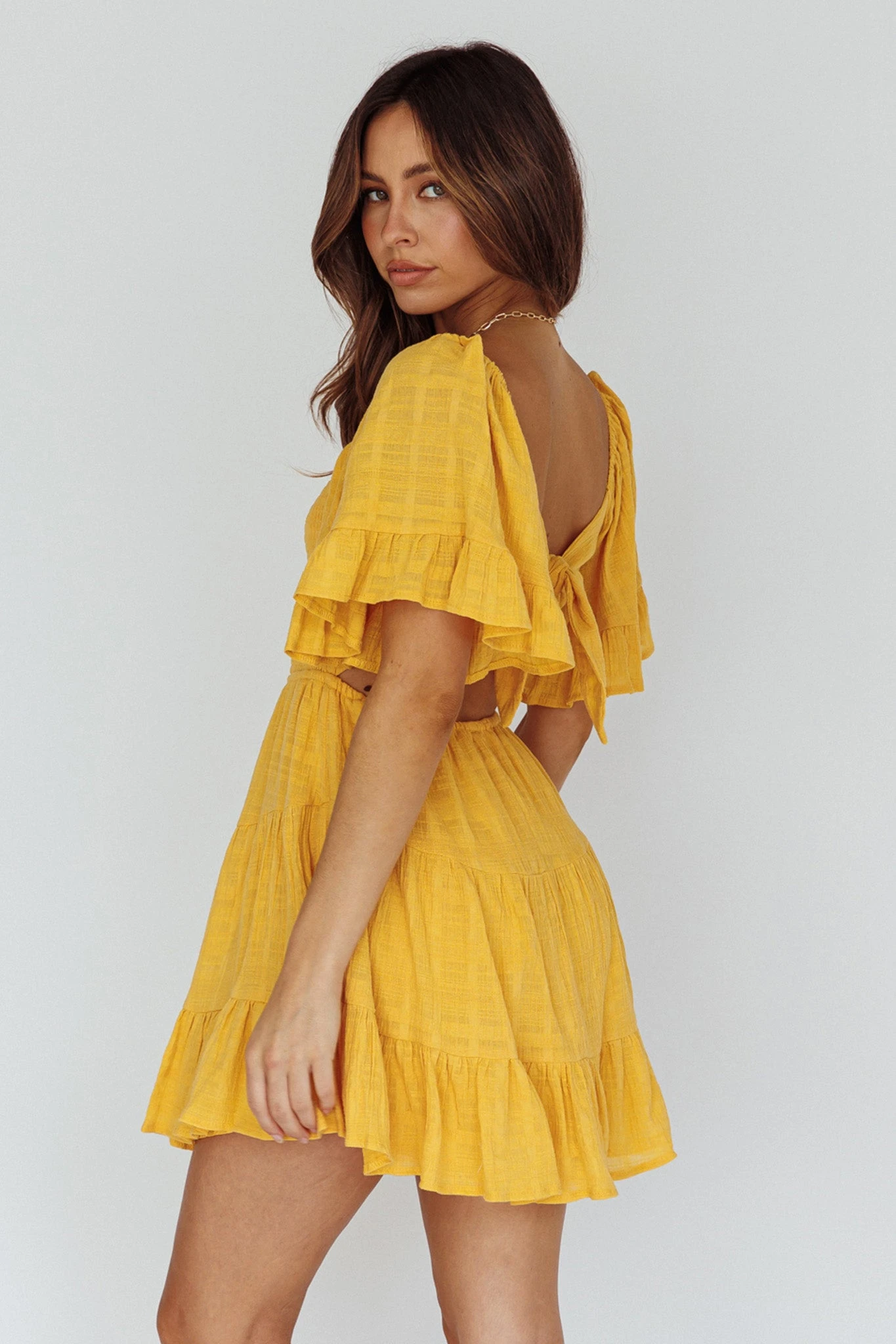 Sigourney Shirred Bust Dress Yellow - Image 2