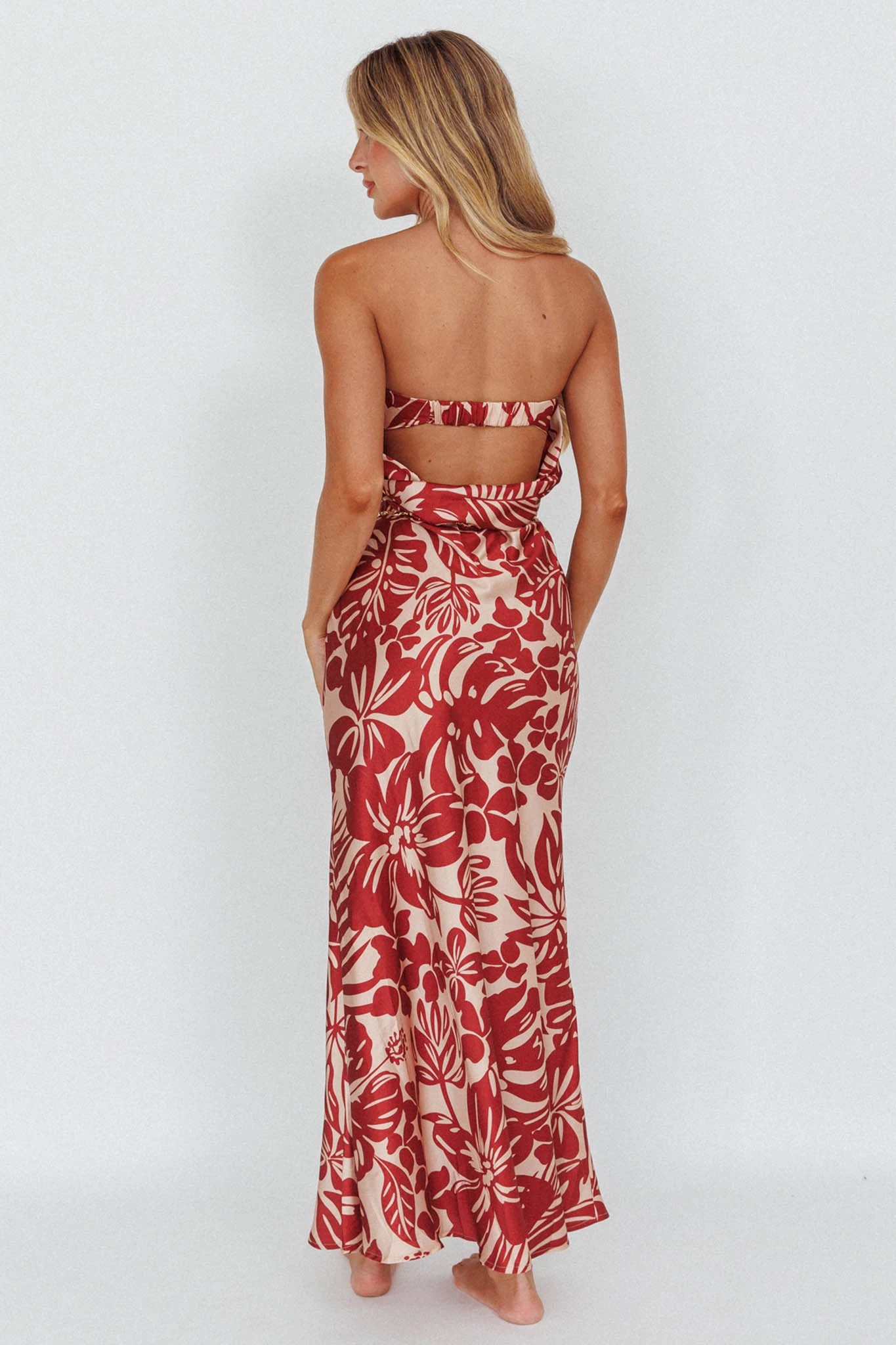 Kona Cowl Back Midi Dress Floral Flame - Image 2