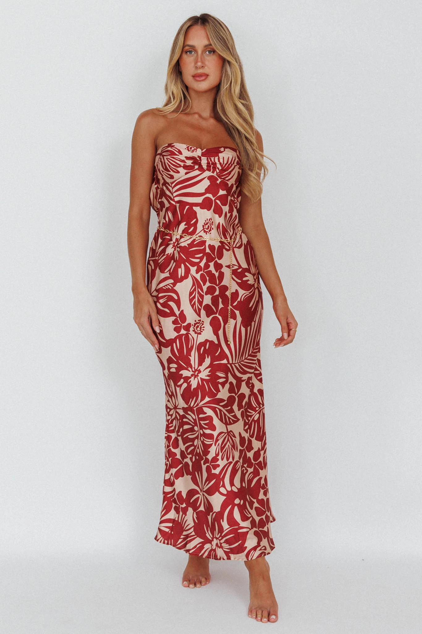 Kona Cowl Back Midi Dress Floral Flame - Image 6