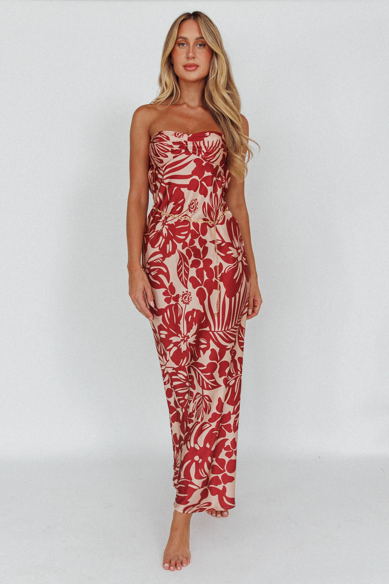 Kona Cowl Back Midi Dress Floral Flame - Image 7