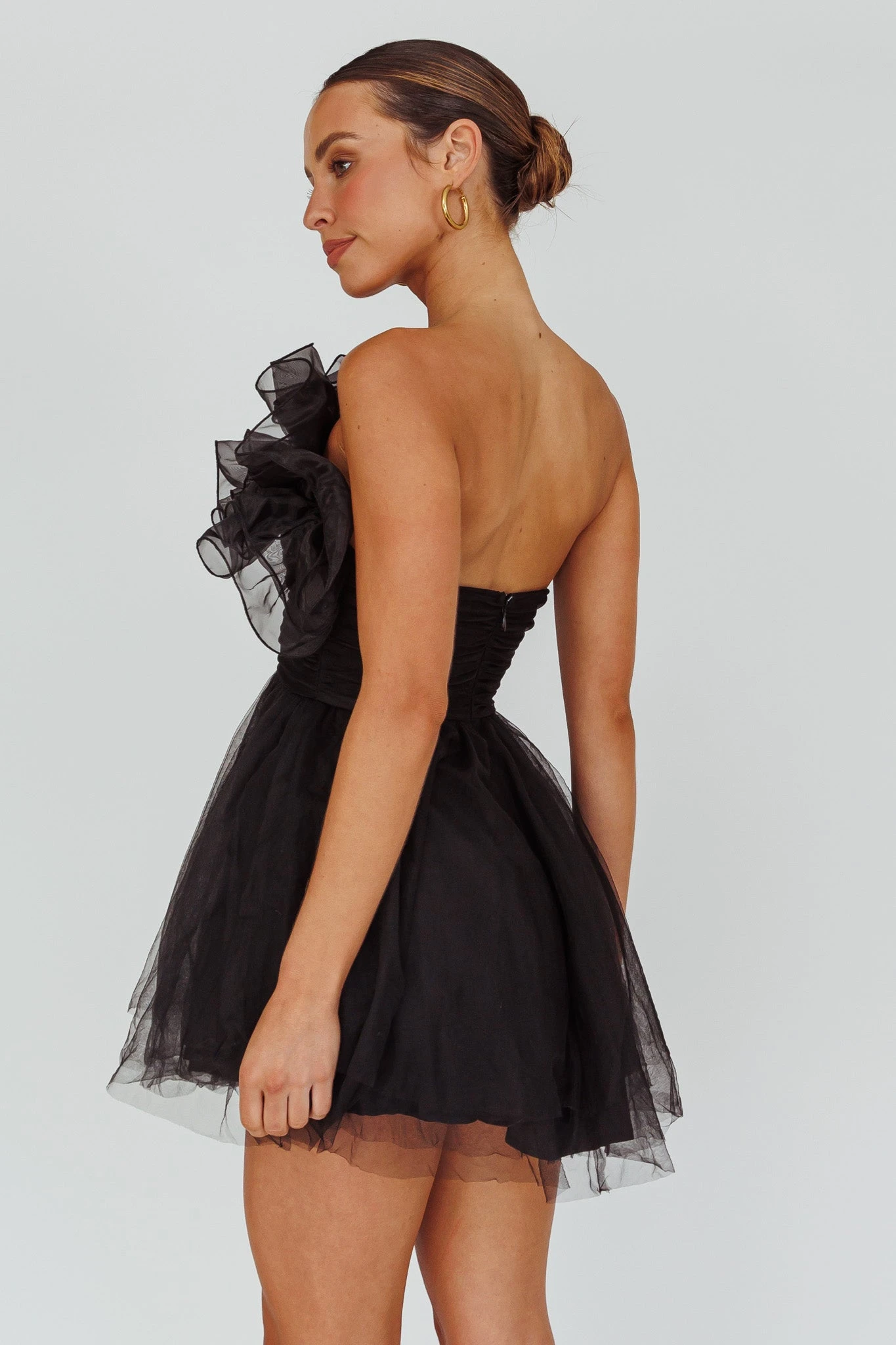 My Beloved Organza Frill Mini Dress Black - Image 2
