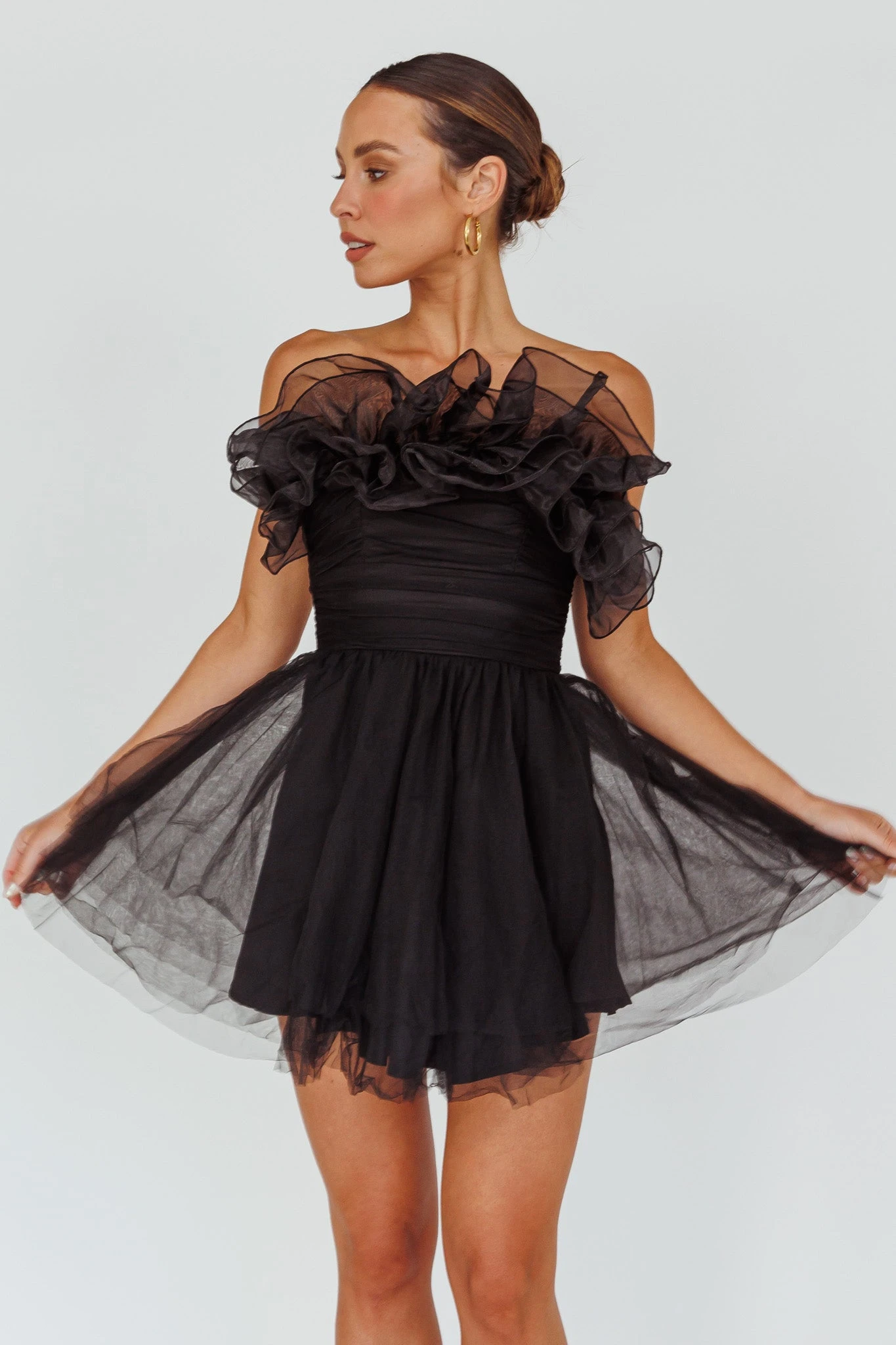 My Beloved Organza Frill Mini Dress Black - Image 6