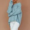 Kayce Dropped Shoulder Knit Sweater Sky Blue