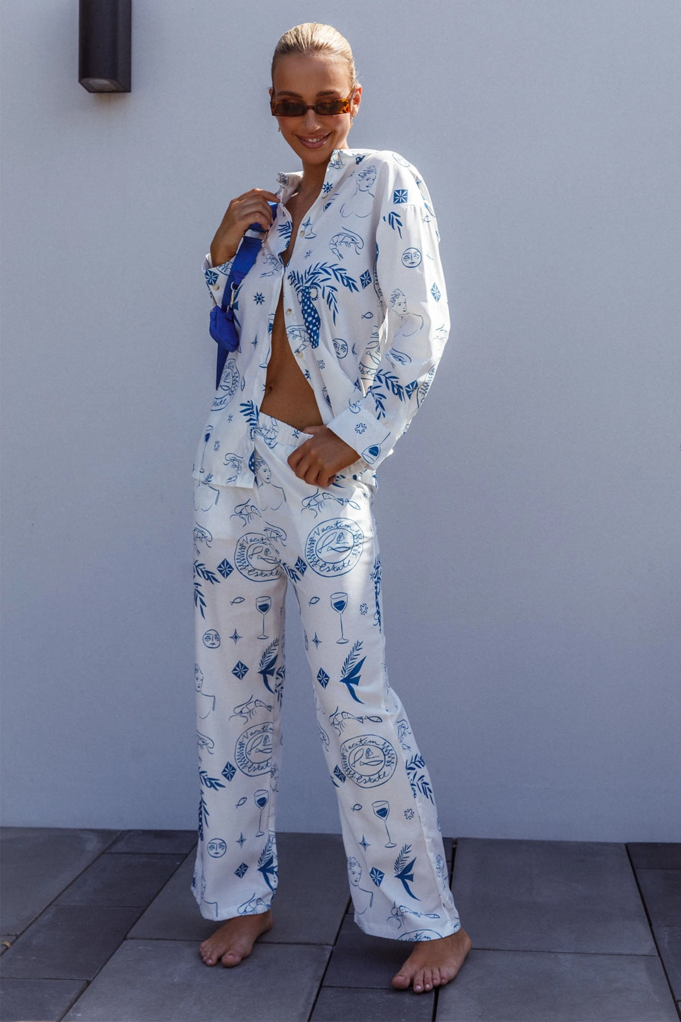 Weekend Bliss Pants Printed White - Image 5