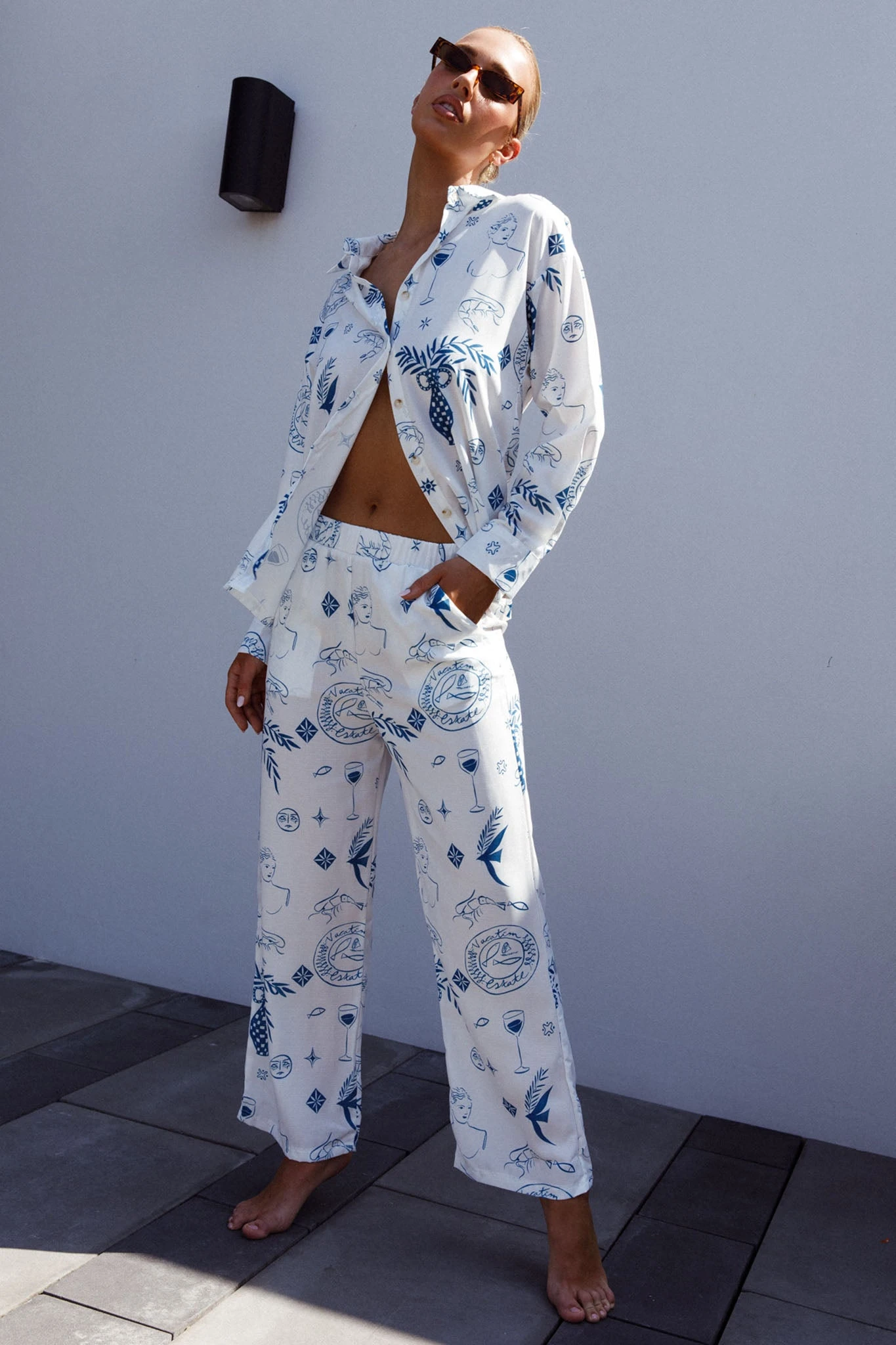 Weekend Bliss Pants Printed White - Image 6