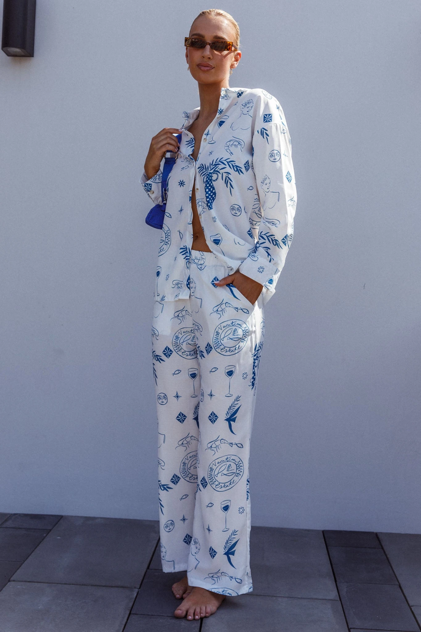 Weekend Bliss Pants Printed White - Image 7