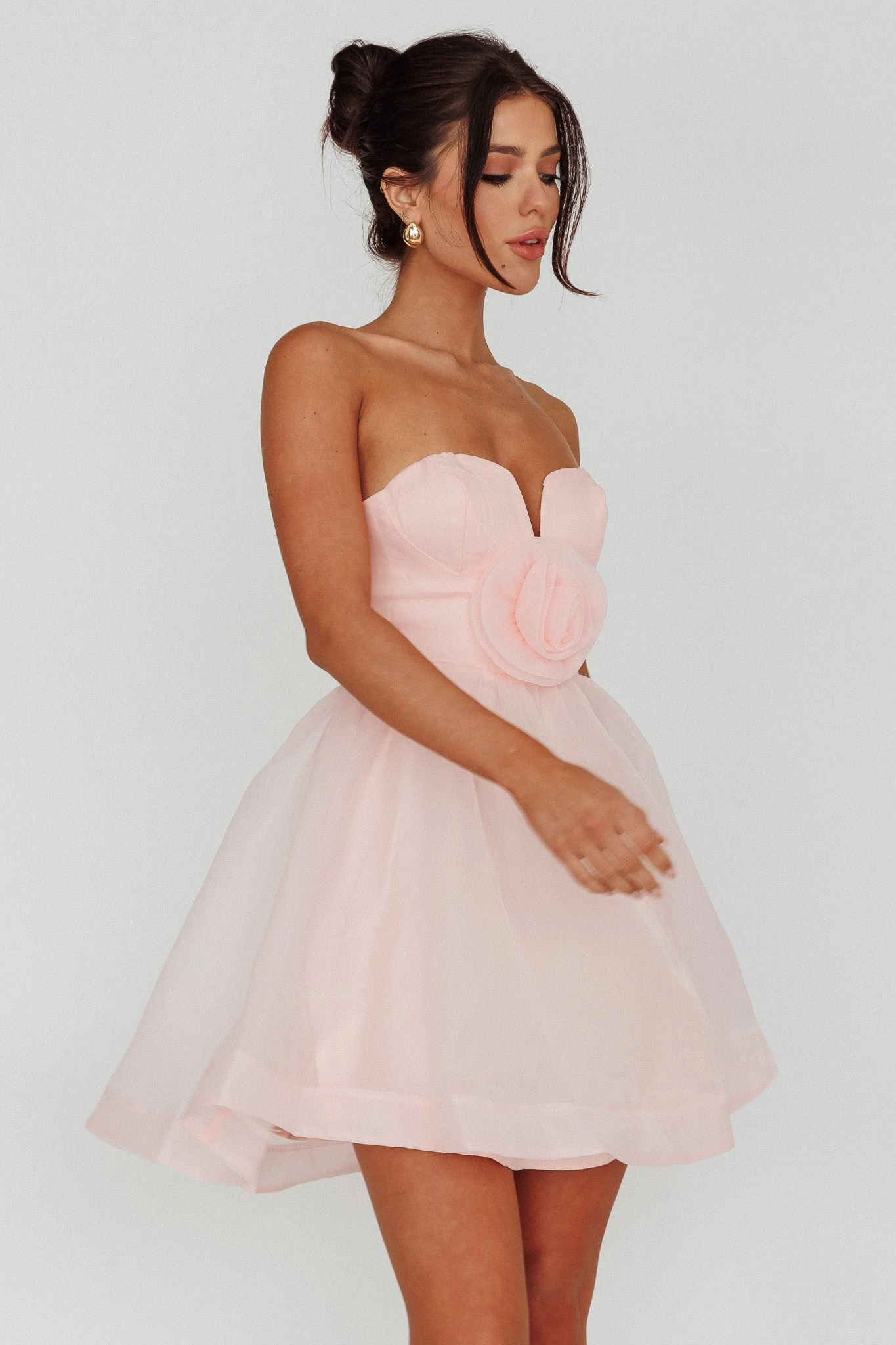 La Vie En Rose Strapless A-Line Mini Dress Baby Pink - Image 3