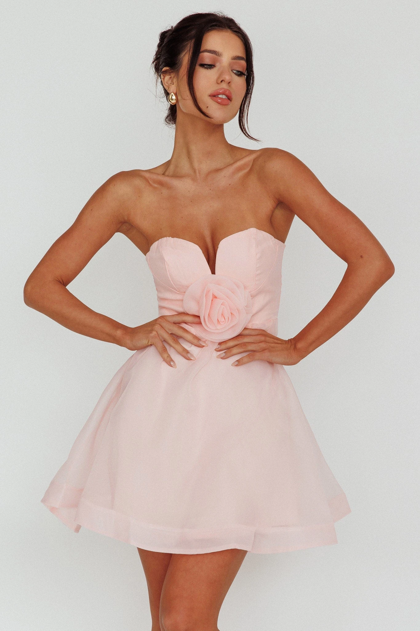La Vie En Rose Strapless A-Line Mini Dress Baby Pink - Image 5