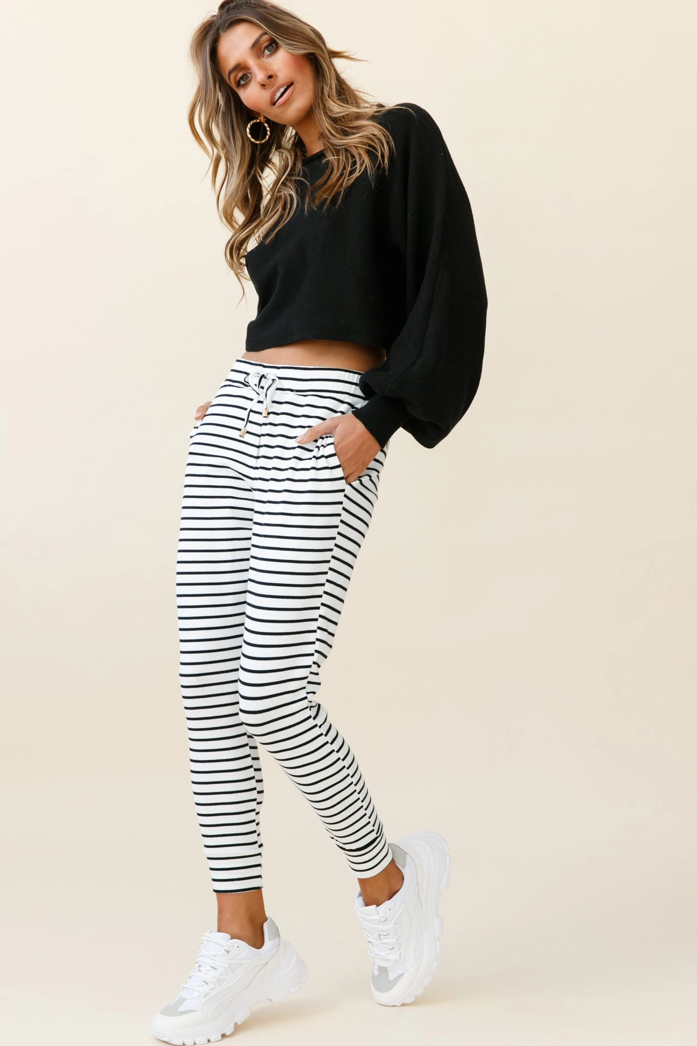 Jameson Pocket Jogger Pants Striped Black - Image 2