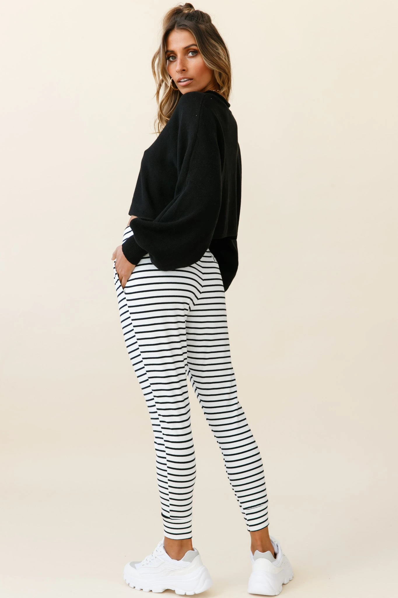 Jameson Pocket Jogger Pants Striped Black - Image 3