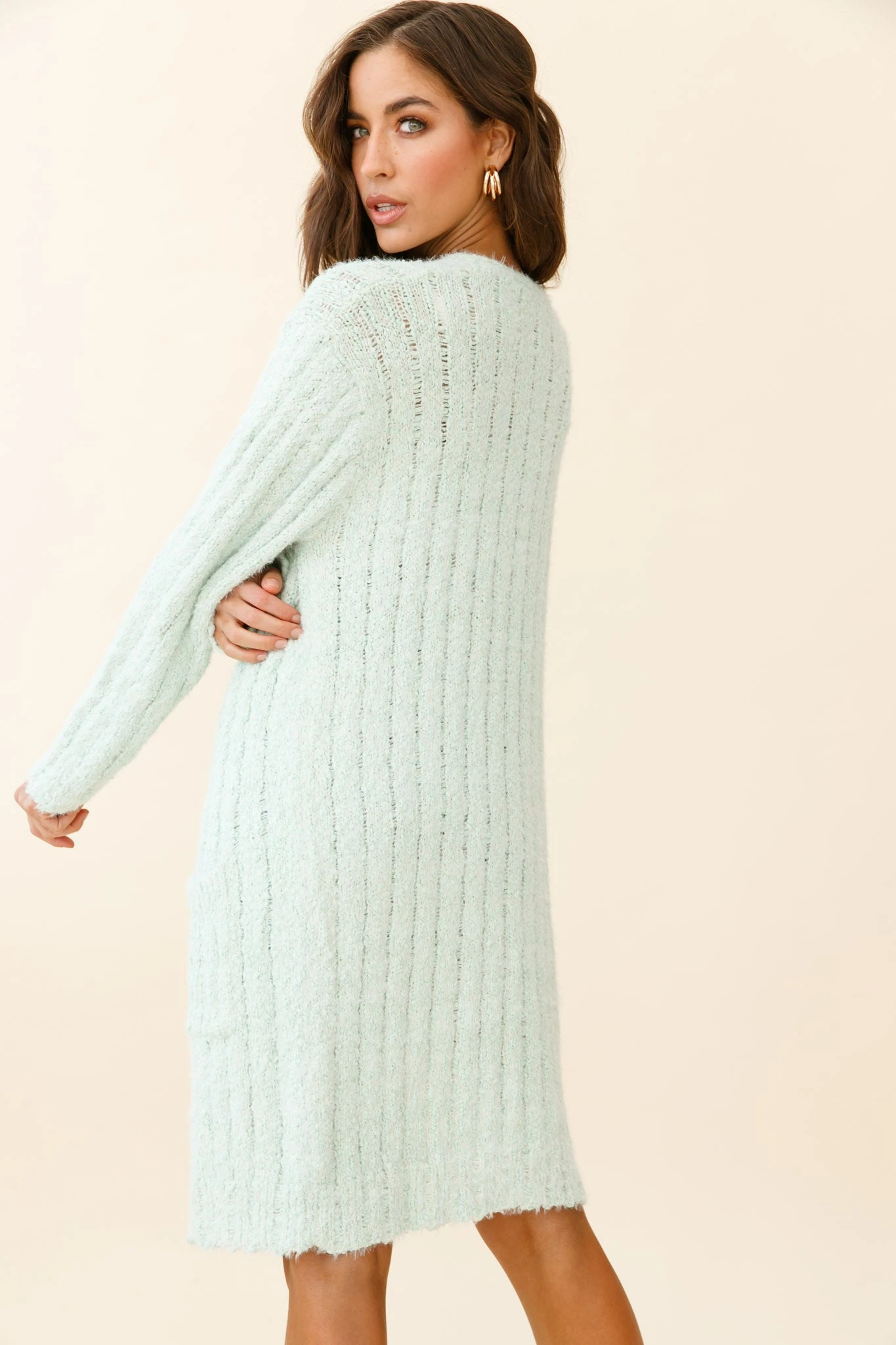 Fredricka Long-Line Knit Cardigan Green - Image 3