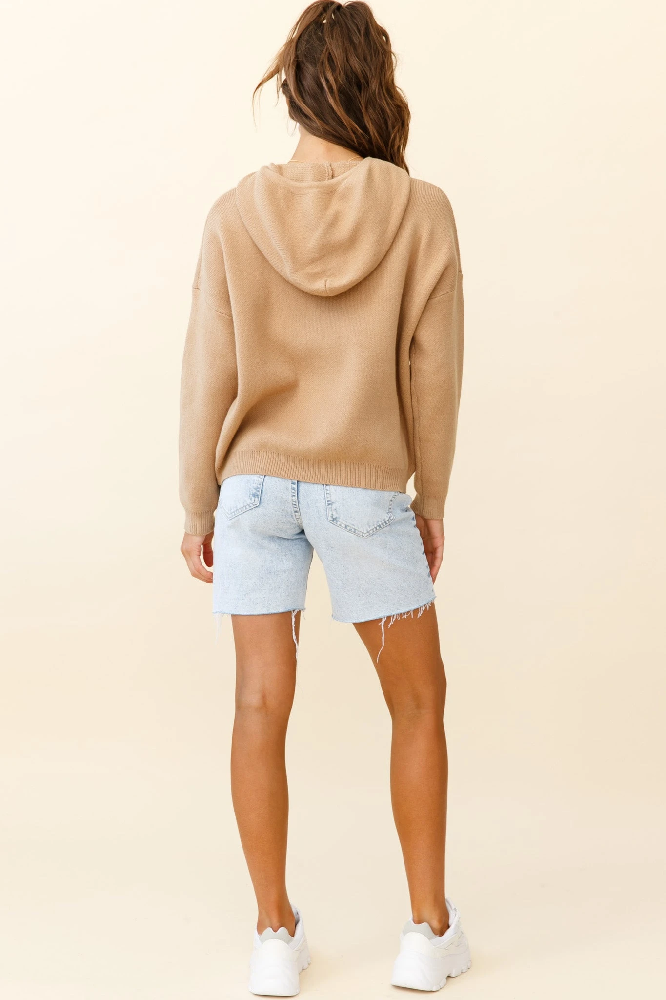 Nightrider Drop Sleeve Hooded Sweater Camel - Image 3