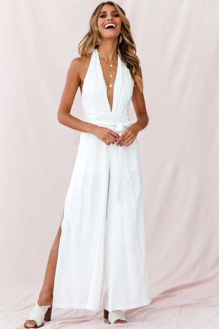 Aruba Wide Leg Halterneck Jumpsuit White - Image 5