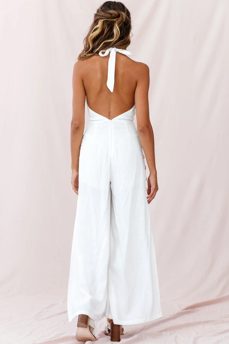 Aruba Wide Leg Halterneck Jumpsuit White - Image 3