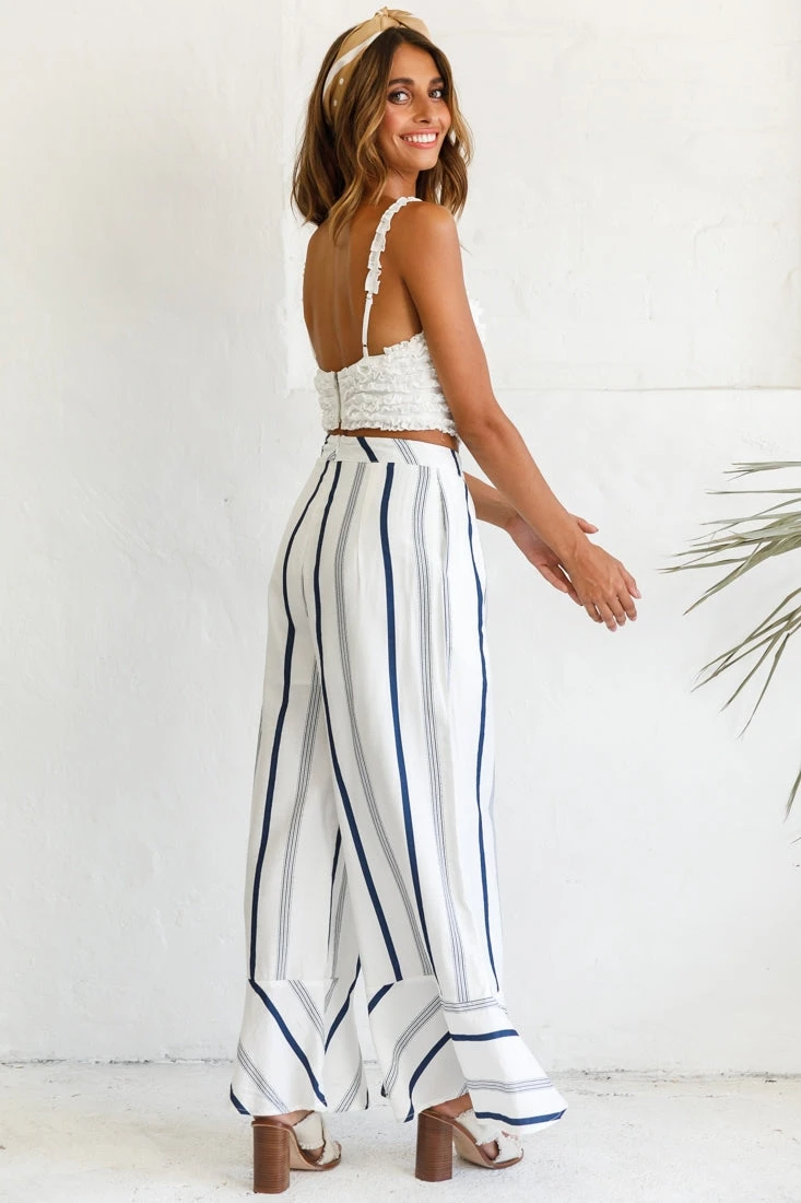 Hermosa Wide Leg Pocket Pants Stripe Print Navy - Image 7