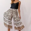 Gemini Accordion Pleat Wide Leg Pants Brown Leopard
