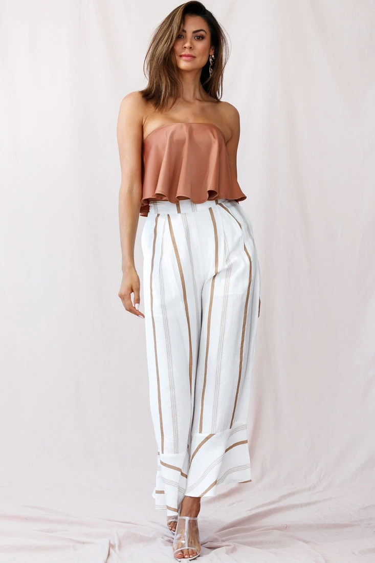 Hermosa Wide Leg Pocket Pants Stripe Print Tan - Image 5