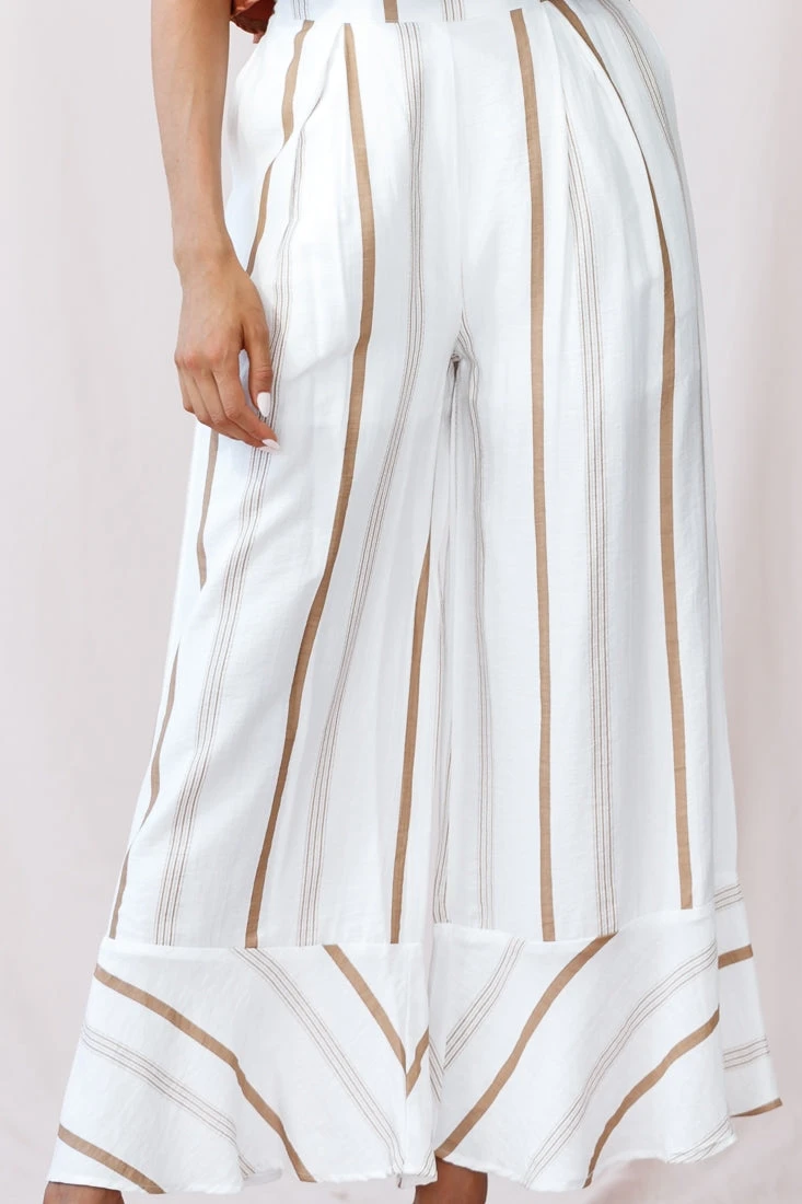 Hermosa Wide Leg Pocket Pants Stripe Print Tan - Image 4