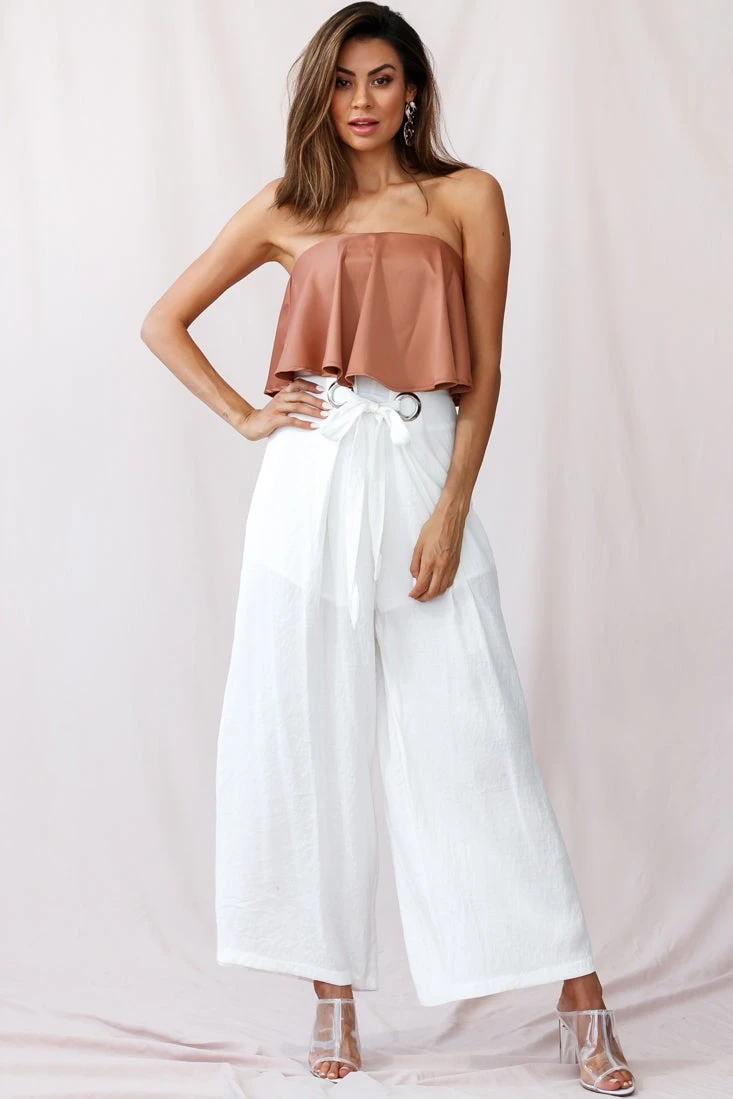 Saigon Wide Leg Eyelet Pants White - Image 5