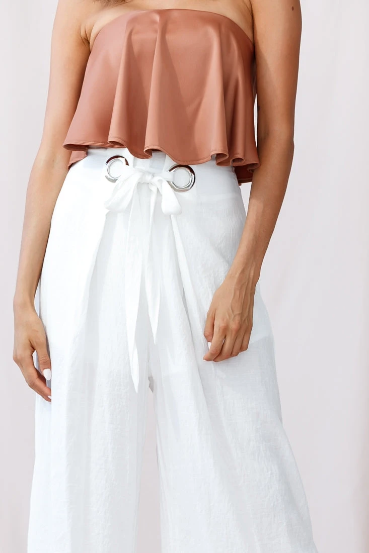 Saigon Wide Leg Eyelet Pants White - Image 4