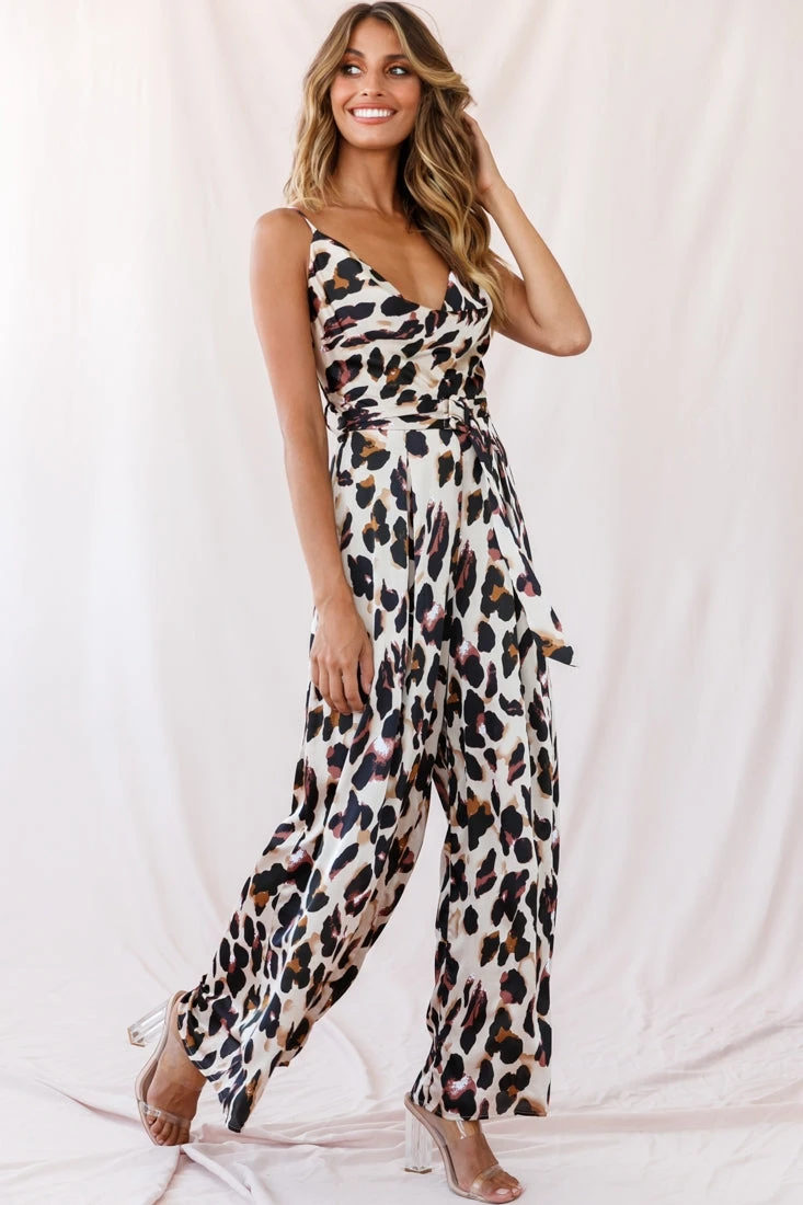 Mali Wide Leg Belted Jumpsuit Leopard - Image 3