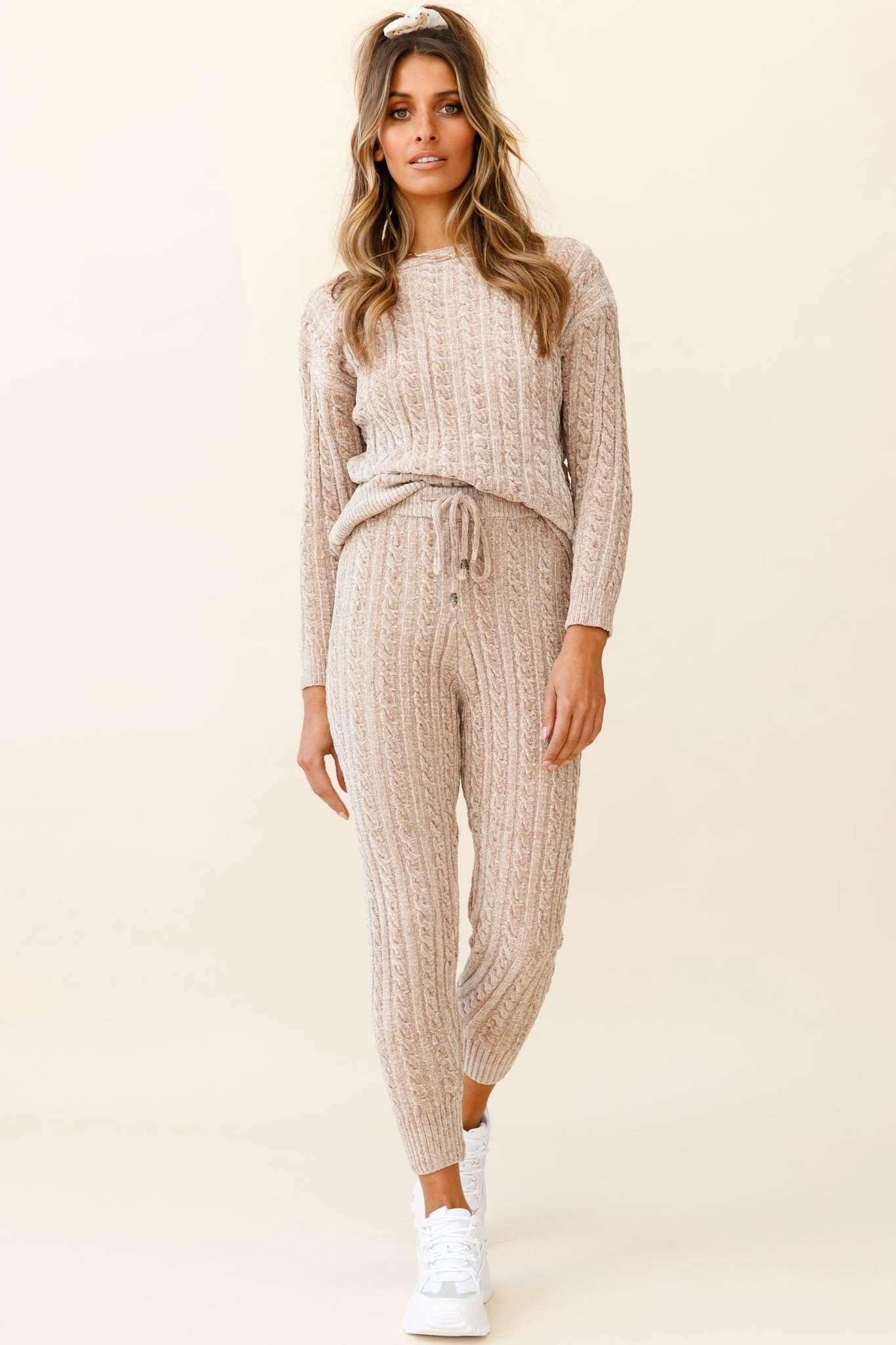 Kansas Long Sleeve Cable Knit Sweater Brown - Image 8