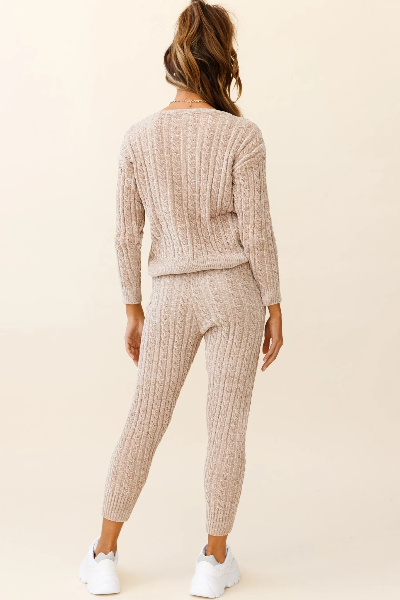 Kansas Long Sleeve Cable Knit Sweater Brown - Image 3